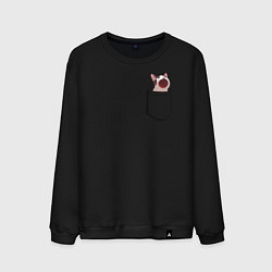 Свитшот хлопковый мужской ПОП карманный КОТ, цвет: черный