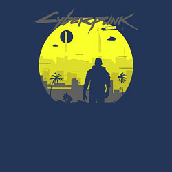 Свитшот хлопковый мужской Cyberpunk 2077 CITY, цвет: тёмно-синий — фото 2