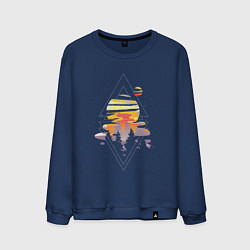 Мужской свитшот Космический пейзаж с планетами