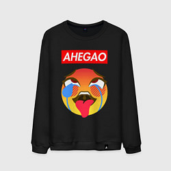 Свитшот хлопковый мужской AHEGAO EMOJI, цвет: черный