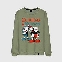 Свитшот хлопковый мужской Cuphead & Mugman, цвет: авокадо