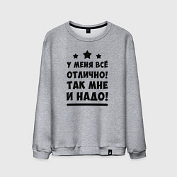 Свитшот хлопковый мужской Все отлично Надпись, цвет: меланж