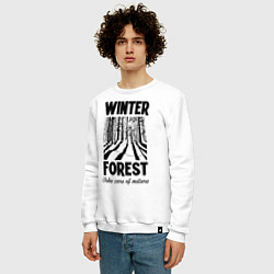 Свитшот хлопковый мужской Зимний лес, цвет: белый — фото 2