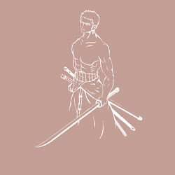 Свитшот хлопковый мужской Лайн Арт Зоро из One Piece, цвет: пыльно-розовый — фото 2