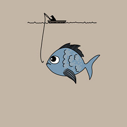 Свитшот хлопковый мужской Огромный улов, цвет: миндальный — фото 2