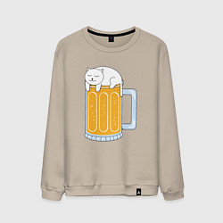 Свитшот хлопковый мужской Beer Cat, цвет: миндальный