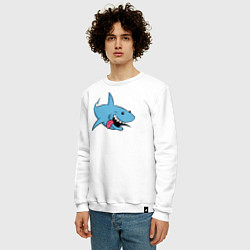 Свитшот хлопковый мужской Акуленок, цвет: белый — фото 2