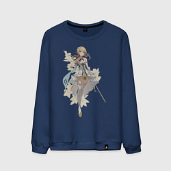 Свитшот хлопковый мужской Люмин с цветами, цвет: тёмно-синий
