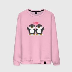 Свитшот хлопковый мужской Влюбленные пингвины, цвет: светло-розовый