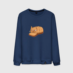 Свитшот хлопковый мужской Кот хлеб - Bread Cat, цвет: тёмно-синий