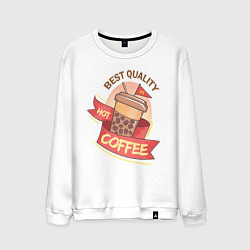 Свитшот хлопковый мужской Hot Coffee, цвет: белый