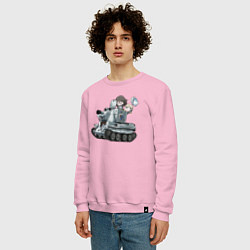Свитшот хлопковый мужской Девушки и танки Jatkosota, цвет: светло-розовый — фото 2