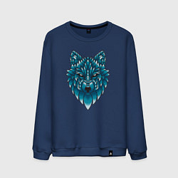 Свитшот хлопковый мужской Волк, цвет: тёмно-синий