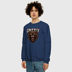 Свитшот хлопковый мужской Медведь Grizzly, цвет: тёмно-синий — фото 2