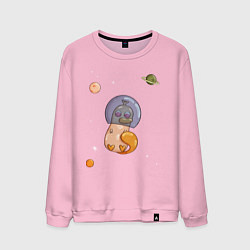 Свитшот хлопковый мужской Утконос и космос, цвет: светло-розовый