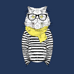 Свитшот хлопковый мужской Hipster Cat, цвет: тёмно-синий — фото 2