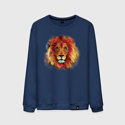 Свитшот хлопковый мужской Лев акварельный, цвет: тёмно-синий