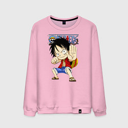 Свитшот хлопковый мужской Манки Д Луффи One Piece, цвет: светло-розовый
