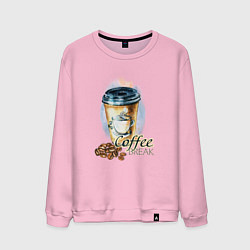 Свитшот хлопковый мужской Coffee break, цвет: светло-розовый