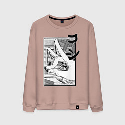 Свитшот хлопковый мужской Chainsaw man Kon, цвет: пыльно-розовый