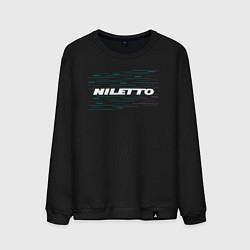 Свитшот хлопковый мужской Niletto - Glitch, цвет: черный