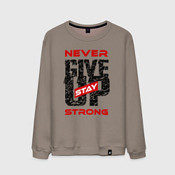 Свитшот хлопковый мужской Never give up stay strong, цвет: утренний латте