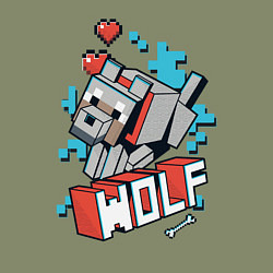 Свитшот хлопковый мужской Майнкрафт Волк, Minecraft Wolf, цвет: авокадо — фото 2