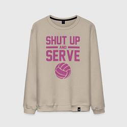 Свитшот хлопковый мужской Shut Up And Serve, цвет: миндальный