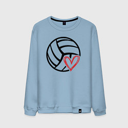 Свитшот хлопковый мужской Love Volleyball, цвет: мягкое небо
