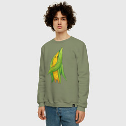 Свитшот хлопковый мужской Милая кукурузка, цвет: авокадо — фото 2