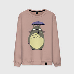 Свитшот хлопковый мужской Тоторо под зонтом, цвет: пыльно-розовый