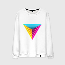 Свитшот хлопковый мужской Неоновые треугольники, цвет: белый
