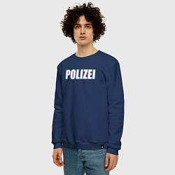Свитшот хлопковый мужской POLIZEI Полиция Надпись Белая, цвет: тёмно-синий — фото 2