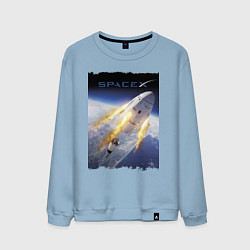 Свитшот хлопковый мужской Путешествие к звёздам, Space X, цвет: мягкое небо