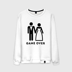 Свитшот хлопковый мужской GAME OVER МОЛОДОЖЕНЫ, цвет: белый