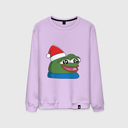 Свитшот хлопковый мужской Pepe, pepe happy, Пепе хеппи, pepe happy new year, цвет: лаванда