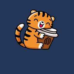 Свитшот хлопковый мужской Тигренок и кофе, цвет: тёмно-синий — фото 2