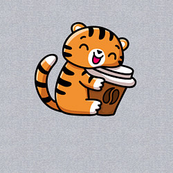 Свитшот хлопковый мужской Тигренок и кофе, цвет: меланж — фото 2