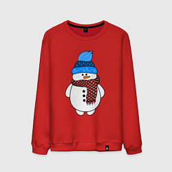 Свитшот хлопковый мужской Снеговик в шапочке, цвет: красный