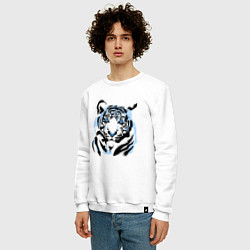 Свитшот хлопковый мужской Line Blue Tiger, цвет: белый — фото 2