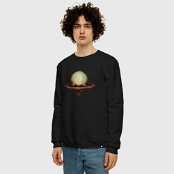 Свитшот хлопковый мужской Череп в кольце - Сатурн, цвет: черный — фото 2