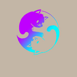 Свитшот хлопковый мужской ИНЬ ЯНЬ КОТИКИ В НЕОНЕ, цвет: миндальный — фото 2