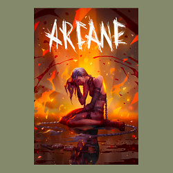 Свитшот хлопковый мужской Джинкс объятая пламенем Аркейн Лига легенд, цвет: авокадо — фото 2