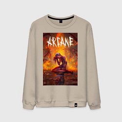 Мужской свитшот Джинкс объятая пламенем Аркейн Лига легенд