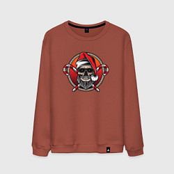 Свитшот хлопковый мужской Skull Santa, цвет: кирпичный