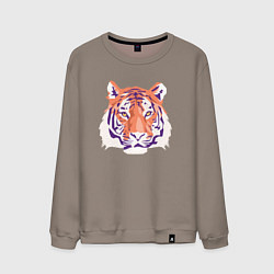 Свитшот хлопковый мужской Тигра оранжевый, цвет: утренний латте