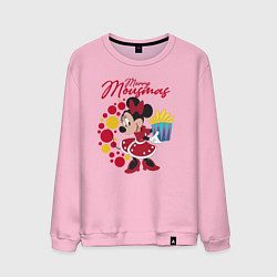 Свитшот хлопковый мужской Minnie Merry Mausmas, цвет: светло-розовый