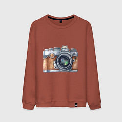 Свитшот хлопковый мужской Ретро фотокамера, цвет: кирпичный