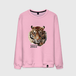 Свитшот хлопковый мужской Тигр 2022 символ, цвет: светло-розовый