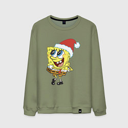 Свитшот хлопковый мужской Рождественский Спанч Боб, цвет: авокадо